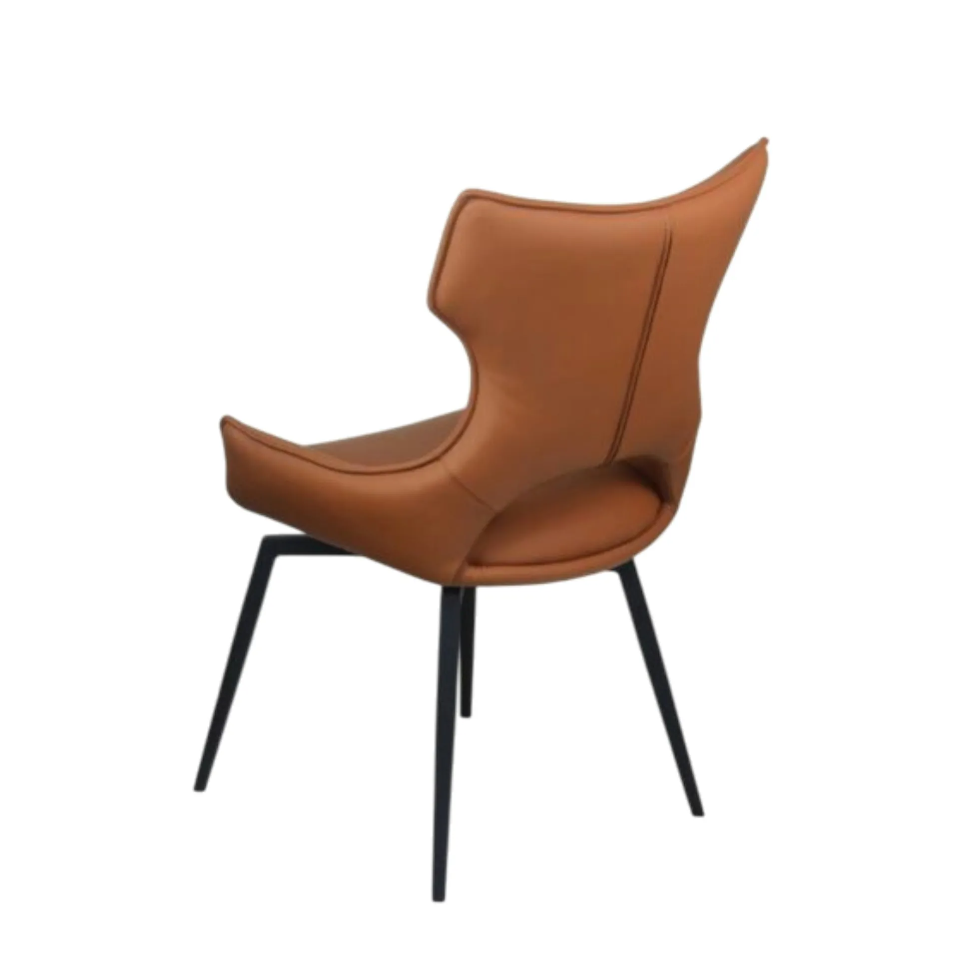 Chaise pivotante cuir cognac dossier ouvert (lot de 2) LOMBARDIE