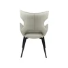 Chaise pivotante cuir ivoire dossier ouvert (lot de 2) LOMBARDIE