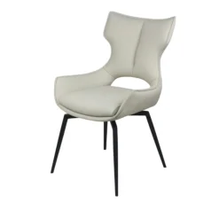 Chaise pivotante cuir ivoire dossier ouvert (lot de 2) LOMBARDIE