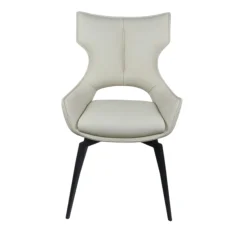 Chaise pivotante cuir ivoire dossier ouvert (lot de 2) LOMBARDIE