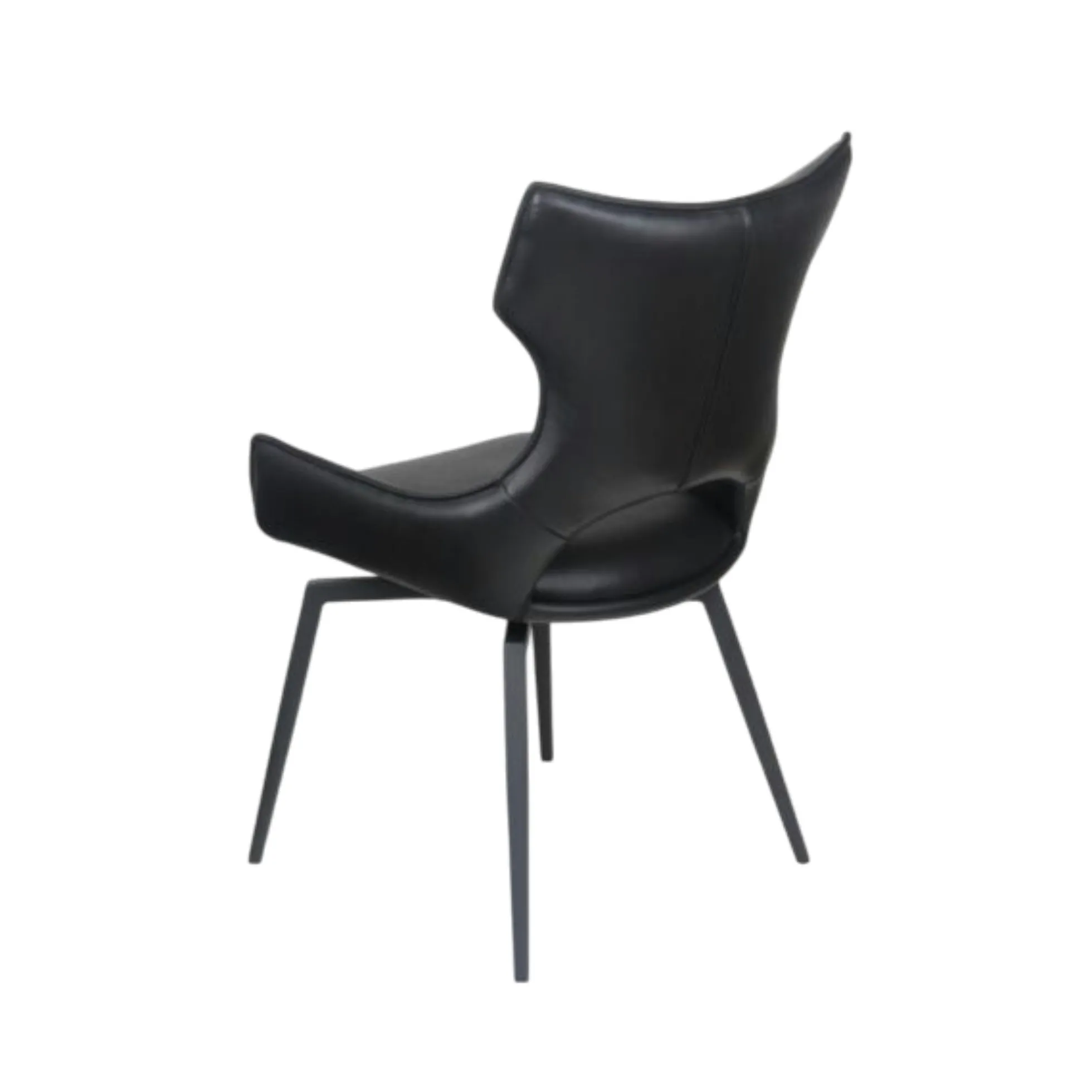 Chaise pivotante cuir noir dossier ouvert (lot de 2) LOMBARDIE