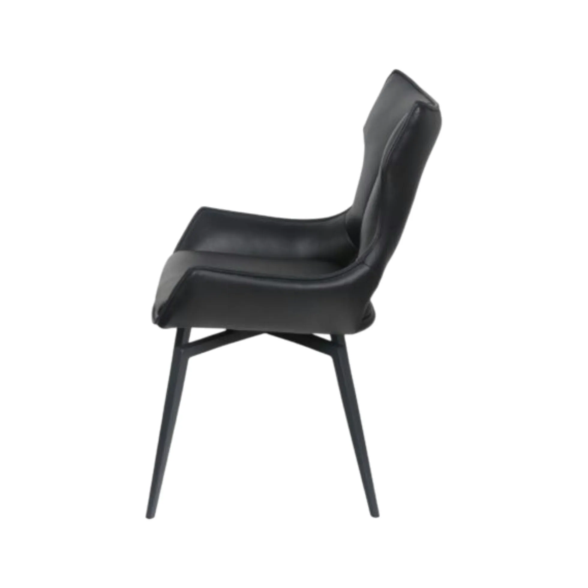 Chaise pivotante cuir noir dossier ouvert (lot de 2) LOMBARDIE