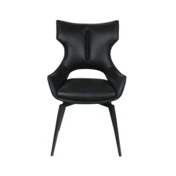 Chaise pivotante cuir noir dossier ouvert (lot de 2) LOMBARDIE