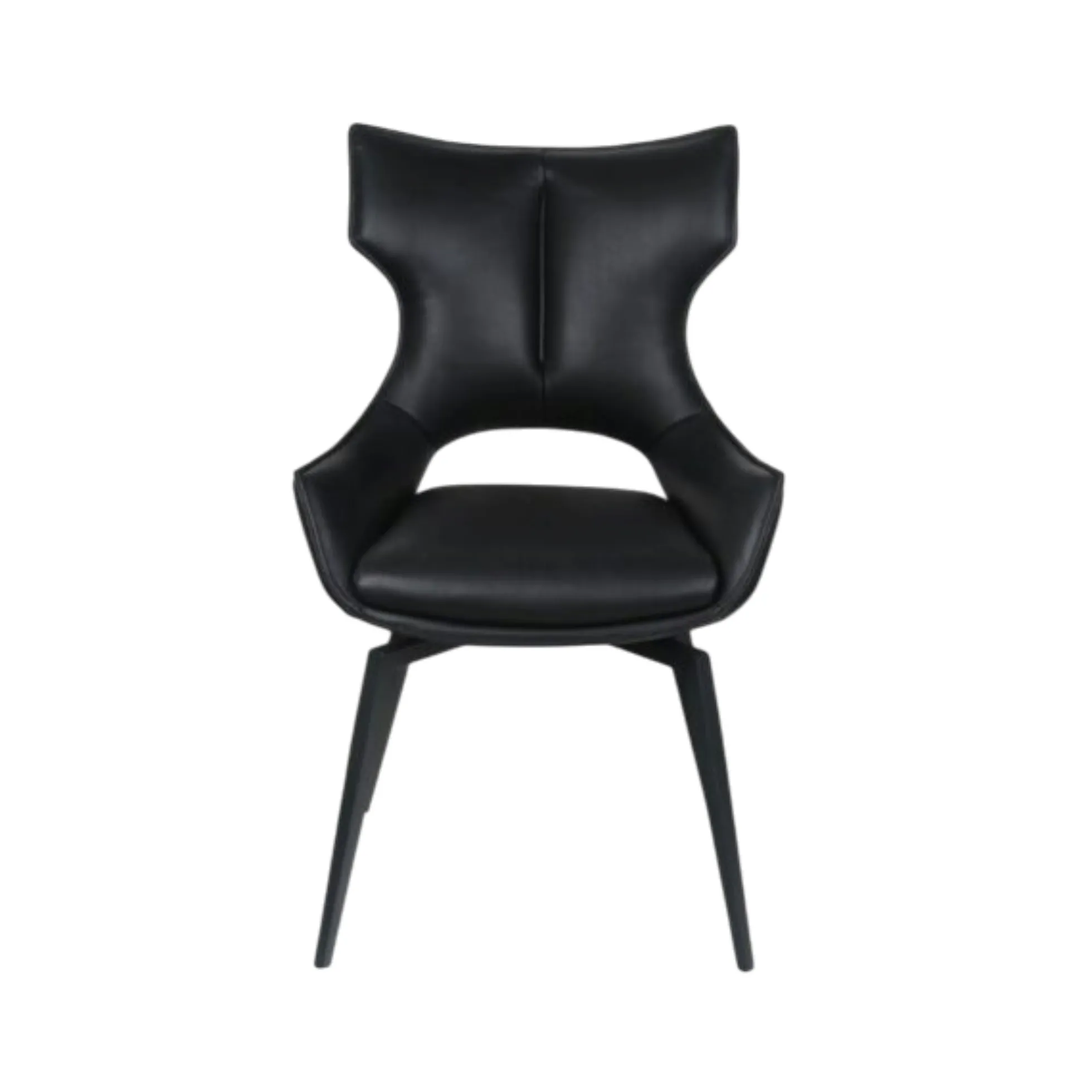 Chaise pivotante cuir noir dossier ouvert (lot de 2) LOMBARDIE