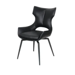 Chaise pivotante cuir noir dossier ouvert (lot de 2) LOMBARDIE