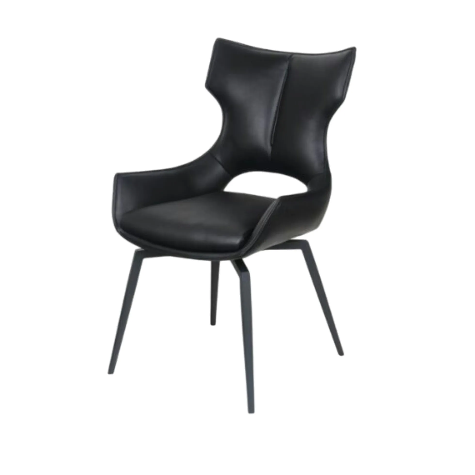 Chaise pivotante cuir noir dossier ouvert (lot de 2) LOMBARDIE