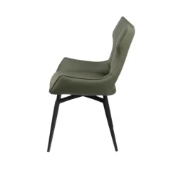 Chaise pivotante cuir vert dossier ouvert (lot de 2) LOMBARDIE