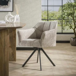 Chaise pivotante de salle à manger en velours texturé sable (lot de 2) MELBOURNE