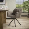 Chaise pivotante de salle à manger en velours texturé taupe (lot de 2) MELBOURNE