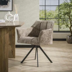 Chaise pivotante de salle à manger en velours texturé beige nacré (lot de 2) MELBOURNE