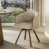Chaise pivotante en bouclette sable pieds bronze (x2) CREEK