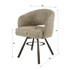 Chaise pivotante en bouclette sable pieds bronze (x2) CREEK
