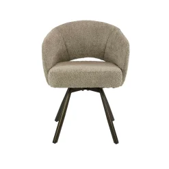 Chaise pivotante en bouclette sable pieds bronze (x2) CREEK