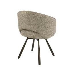 Chaise pivotante en bouclette sable pieds bronze (x2) CREEK