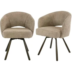 Chaise pivotante en bouclette sable pieds bronze (x2) CREEK