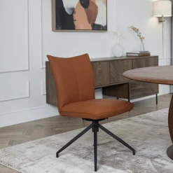 Chaise pivotante en cuir cognac (lot de 2) LOMBARDIE
