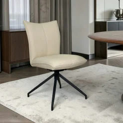 Chaise pivotante en cuir ivoire (lot de 2) LOMBARDIE
