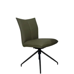 Chaise pivotante en cuir vert foncé (lot de 2) LOMBARDIE