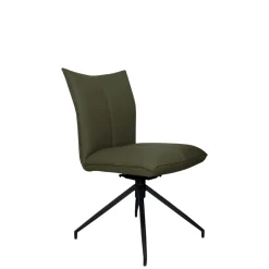 Chaise pivotante en cuir vert foncé (lot de 2) LOMBARDIE