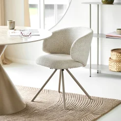 Chaise pivotante en tissu chiné sable (lot de 2) MONTREUX