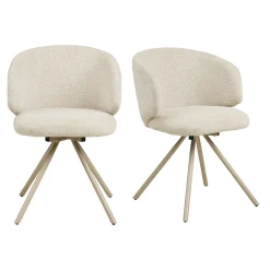 Chaise pivotante en tissu chiné sable (lot de 2) MONTREUX