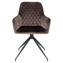 Chaise pivotante en velours taupe avec accoudoirs (lot de 2) SAVONE
