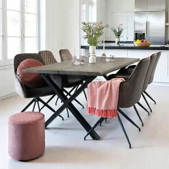 Chaise pivotante en velours taupe avec accoudoirs (lot de 2) SAVONE