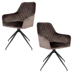 Chaise pivotante en velours taupe avec accoudoirs (lot de 2) SAVONE