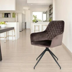 Chaise pivotante en velours taupe avec accoudoirs (lot de 2) SAVONE