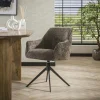 Chaise pivotante grand confort en velours texturé taupe (lot de 2) MELBOURNE