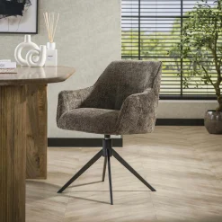 Chaise pivotante grand confort en velours texturé taupe (lot de 2) MELBOURNE