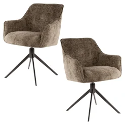 Chaise pivotante grand confort en velours texturé taupe (lot de 2) MELBOURNE