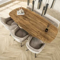 Chaise pivotante grand confort en velours texturé sable (lot de 2) MELBOURNE