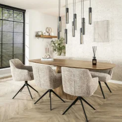 Chaise pivotante grand confort en velours texturé sable (lot de 2) MELBOURNE