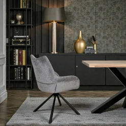 Chaise pivotante grise à accoudoirs (lot de 2) IENA