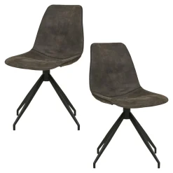 Chaise pivotante grise avec couture (lot de 2) AMSTERDAM