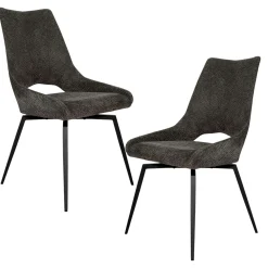 Chaise pivotante grise, dossier ouvert (lot de 2) LIGURIE