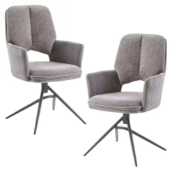 Chaise pivotante grise double coussinage (lot de 2) LIGURIE
