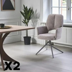 Chaise pivotante grise double coussinage (lot de 2) LIGURIE