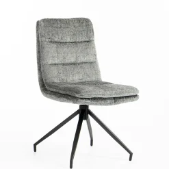 Chaise pivotante grise en tissu doux texturé (x2) PALERME