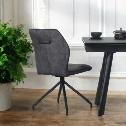 Chaise pivotante grise en velours patiné avec poignée (lot de 2) LOMBARDIE