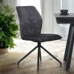 Chaise pivotante grise en velours patiné avec poignée (lot de 2) LOMBARDIE