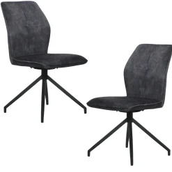 Chaise pivotante grise en velours patiné avec poignée (lot de 2) LOMBARDIE