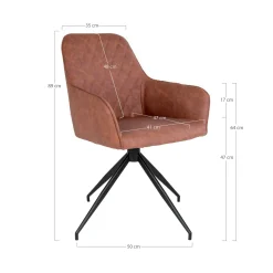 Chaise pivotante marron avec accoudoirs (lot de 2) SAVONE
