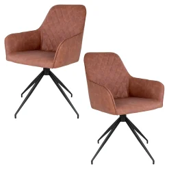 Chaise pivotante marron avec accoudoirs (lot de 2) SAVONE