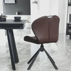 Chaise pivotante marron foncé avec dossier courbe, (lot de 2) LOMBARDIE