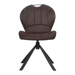 Chaise pivotante marron foncé avec dossier courbe, (lot de 2) LOMBARDIE