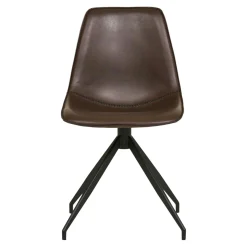 Chaise pivotante marron foncé avec couture (lot de 2) AMSTERDAM