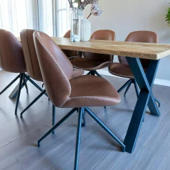 Chaise pivotante marron vintage avec surpiqure décorative (lot de 2) BERLIN