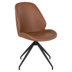 Chaise pivotante marron vintage avec surpiqure décorative (lot de 2) BERLIN